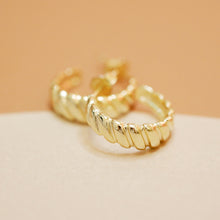 Load image into Gallery viewer, 18K Gold Plated Twisted C Shape Earrings