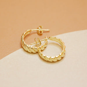 18K Gold Plated Twisted C Shape Earrings