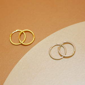 S925 Silver / Gold Twisted Ultra Thin Hoop Huggie Earrings