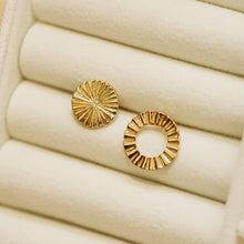Load image into Gallery viewer, 18K Gold Plated Unbalanced Sunbeam Disc Stud Earrings
