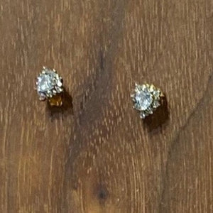 18K Gold Plated Petite Cubic Zirconia Little Berry Heart Earrings