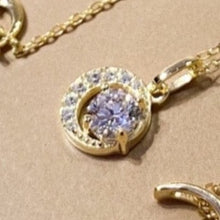 Load image into Gallery viewer, 18K Gold Plated Mini Cubic Zirconia Crescent Moon Necklace