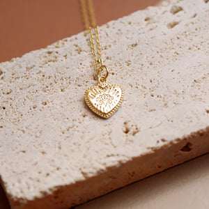 18K Gold Plated Vintage Deboss Heart Necklace