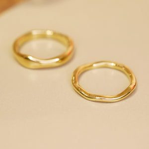 18K Gold Plated Wavy Brass Ring