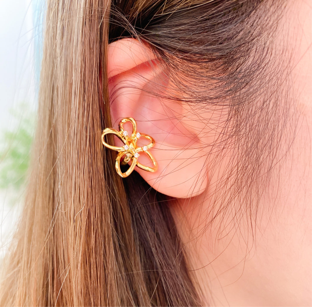 18K Gold Plated Flower Ear Cuff