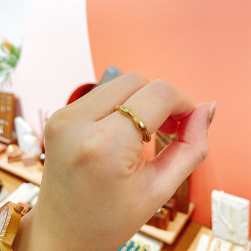 Spanish 18K Gold Plated Curved Organic Brass Ring